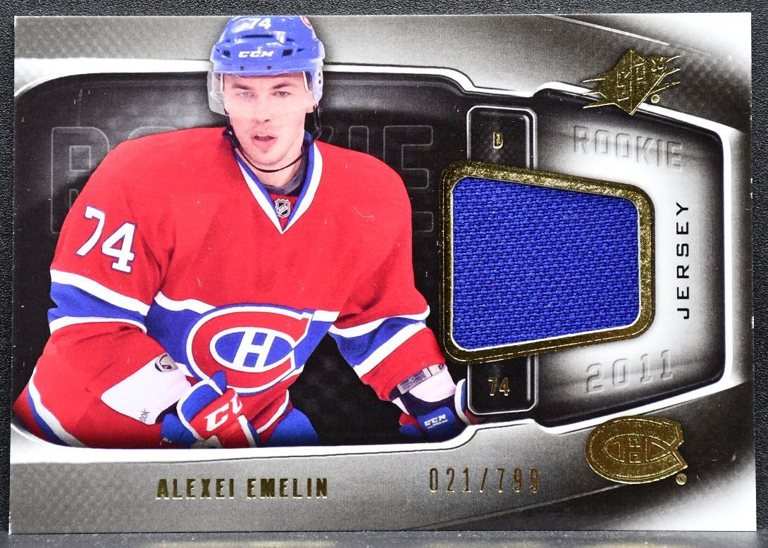 2011-12 SPx Rookie Jersey Alexei Emelin 169 Canadiens RC 021/799 Jersey 3667