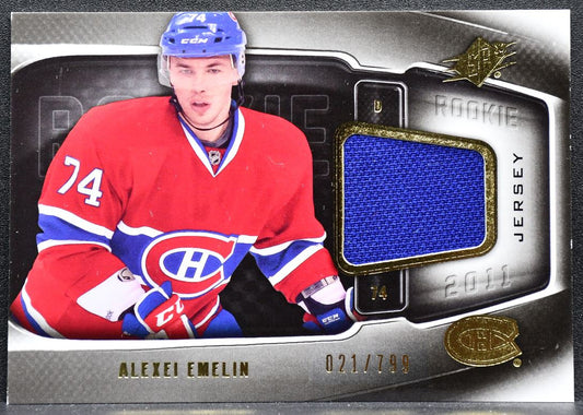 2011-12 SPx Rookie Jersey Alexei Emelin 169 Canadiens RC 021/799 Jersey 3667