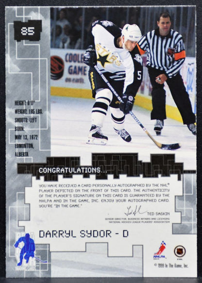 1999-100 Be a Player Millennium Autographs Gold Darryl Sydor 85 Stars Auto 5078