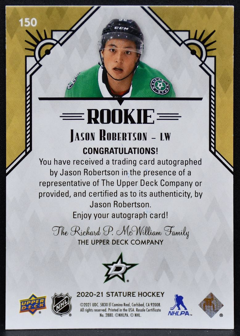 2020-21 UD Stature Rookie Auto Jason Robertson 150 Stars RC Auto 199/199 4722