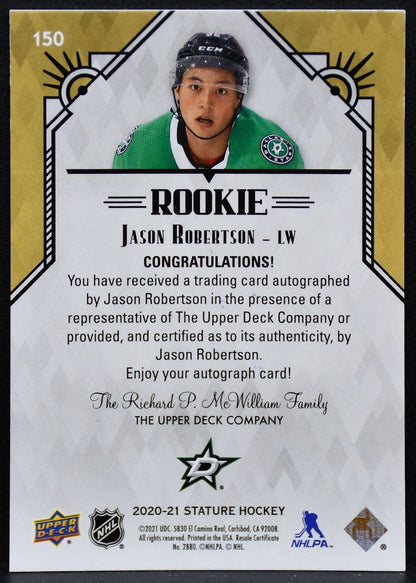 2020-21 UD Stature Rookie Auto Jason Robertson 150 Stars RC Auto 199/199 4722