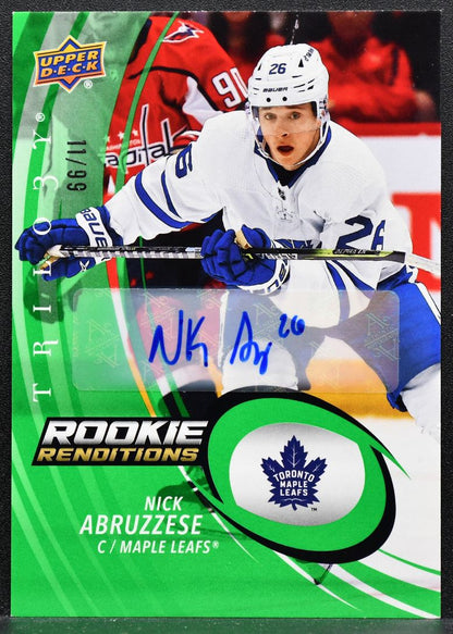 2022-23 UD Trilogy Rookie Renditions Abruzzese Maple Leafs RC Auto 11/99 4038