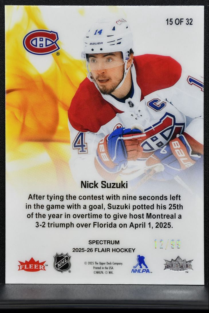 2025-26 Flair Hot Hues Spectrum Nick Suzuki 15 Montreal Canadiens 12/99 4014