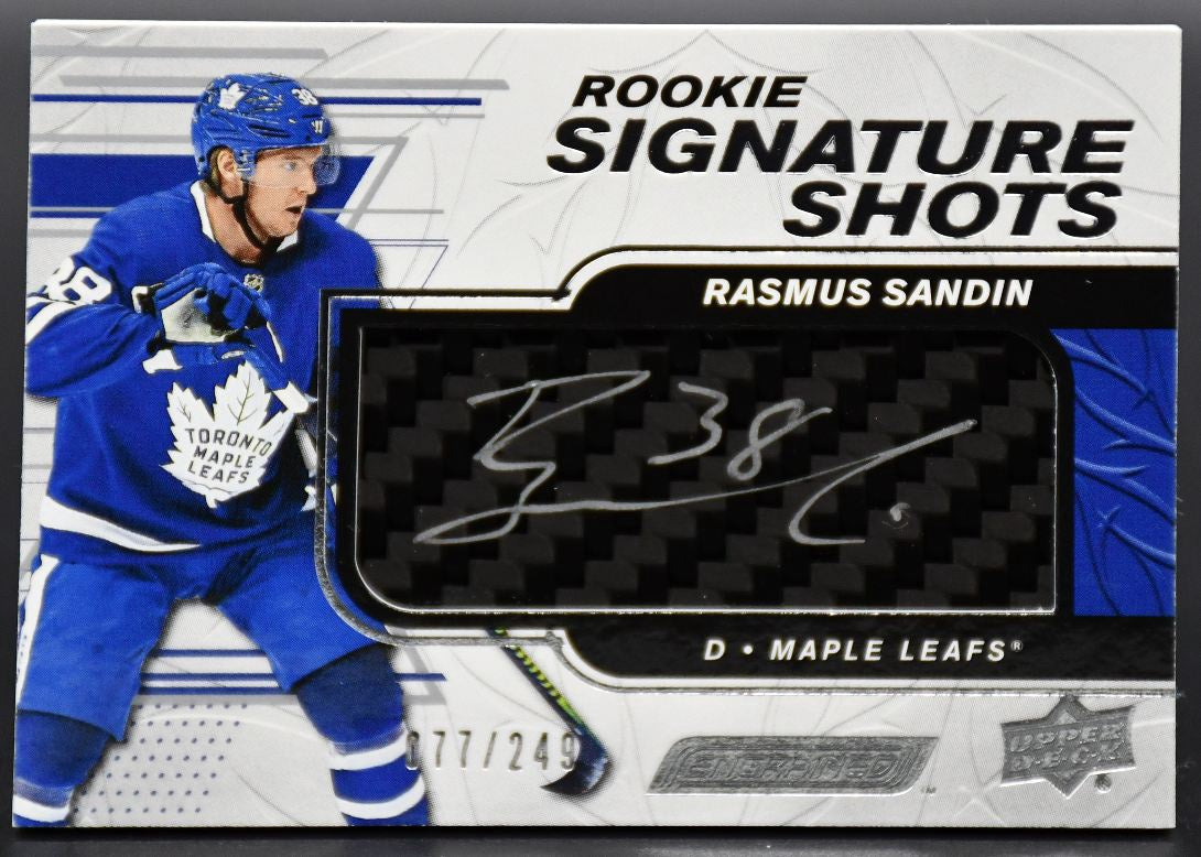 2019-20 UD Engrained Rasmus Sandin RSS-SA Toronto Maple Leafs RC Auto /249 Stick
