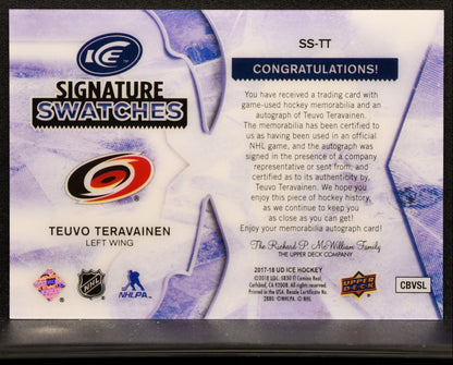 2017-18 UD Ice Signature Swatches Teuvo Teravainen SS-TT Auto /150 Jersey 4733