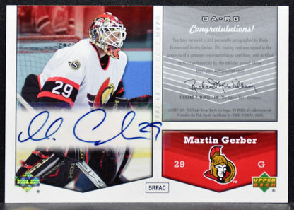 2007-08 Upper Deck MVP One on One Dual Auto Martin Gerber Senators Auto 6938