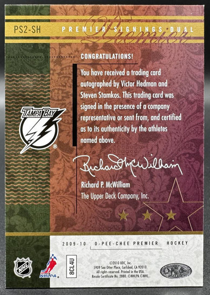 2009-10 OPC Premier Signings Dual Victor Hedman / Steven Stamkos /25