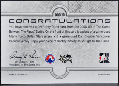 2008-09 ITG Between The Pipes Draft Day Duos Jerseys Turco Stars Jersey 2515