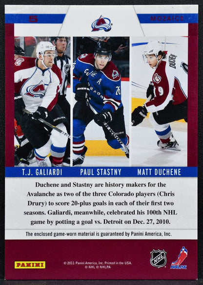 2011-12 Panini Zenith Mozaics Galiardi/Stastny/Duchene Avalanche Jersey 5517