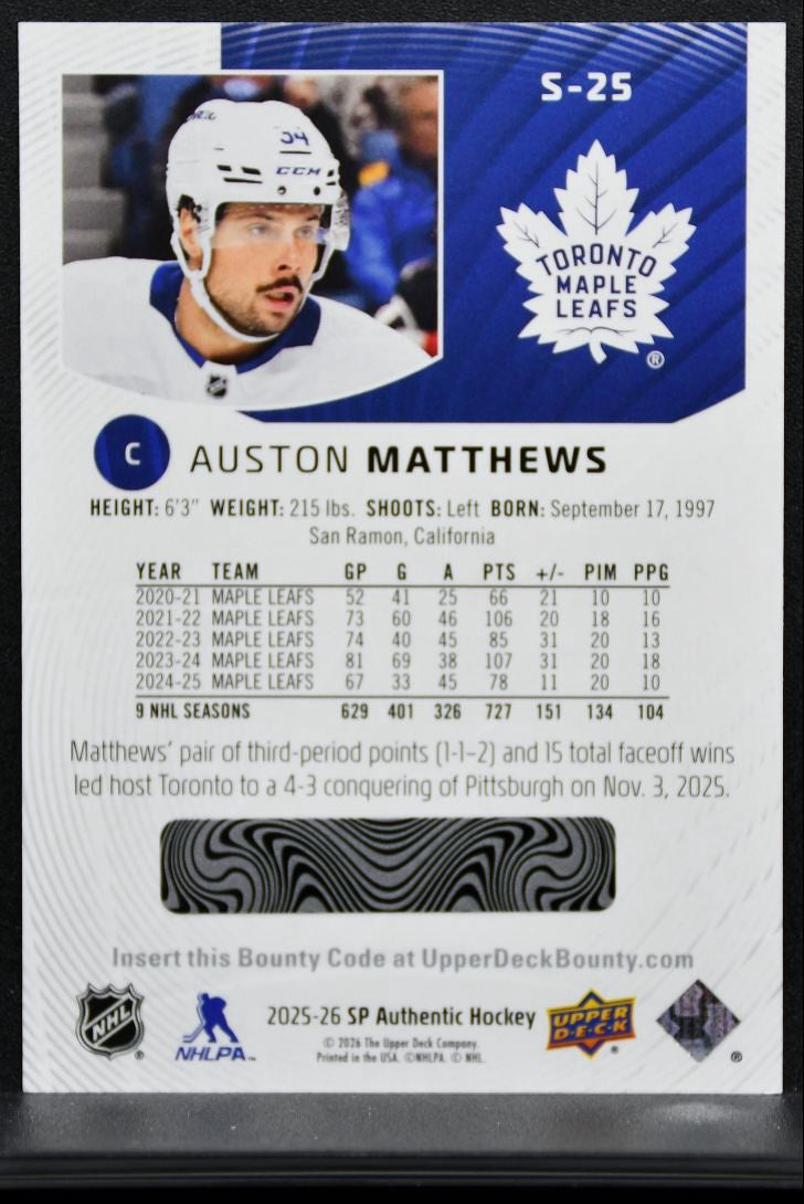 2025-26 SP Authentic Spectrum FX Auston Matthews S-25 Toronto Maple Leafs 9195