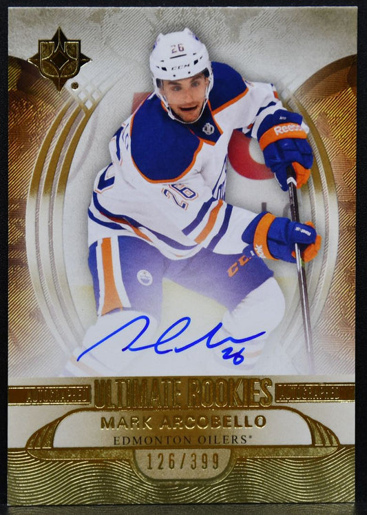 2013-14 UD Ultimate Collection RC Mark Arcobello 127 Oilers RC Auto 126/399 1929