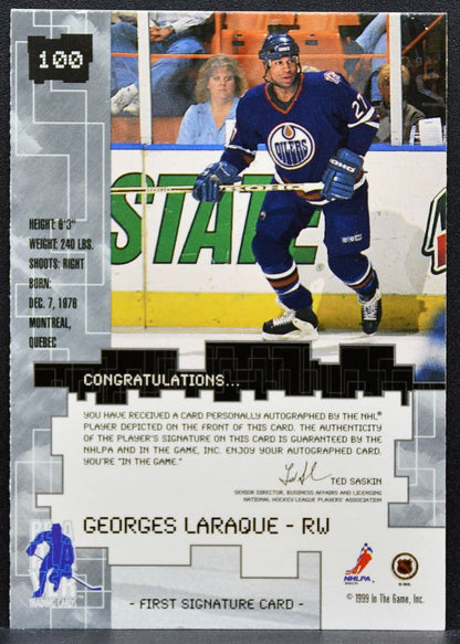 1999-100 Be a Player Millennium Signature Series Autos Georges Laraque Auto 7071