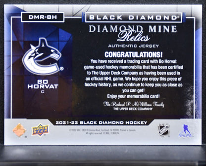 2021-22 Upper Deck Black Diamond Mine Relics Bo Horvat Canucks Jersey 2127