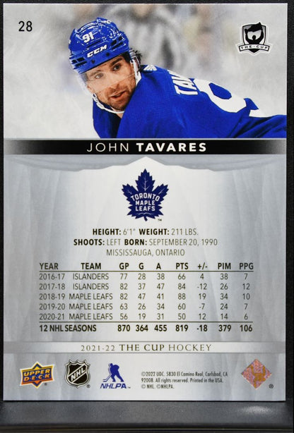 2021-22 Upper Deck The Cup Base John Tavares 28 Toronto Maple Leafs 137/249 0847