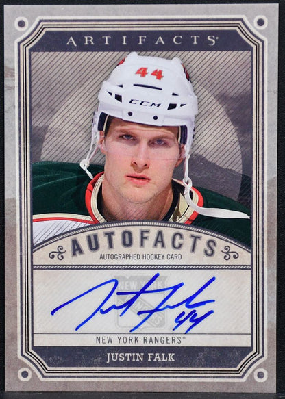 2013-14 UD Artifacts Autofacts Justin Falk A-JF Minnesota Wild Auto