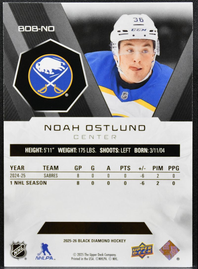 2025-26 UD Black Diamond Base Noah Ostlund BDB-NO Buffalo Sabres 010/349 1059