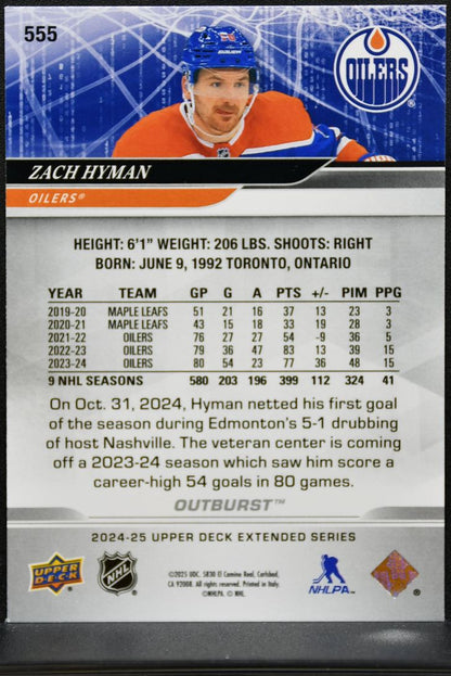 2024-25 Upper Deck Extended Series Outburst Zach Hyman 555 Edmonton Oilers 0656