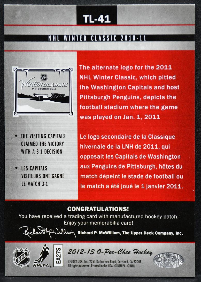2012-13 O-Pee-Chee NHL Winter Classic Patch Winter Classic TL-41 Patch 3521