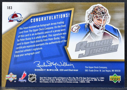 2005-06 SPx Rookie Jersey Auto Peter Budaj 183 Avalanche RC Auto 0006/1499 1663