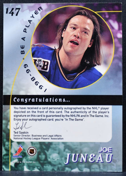 1998-99 Be a Player Autographs Gold Joe Juneau 147 Washington Capitals Auto 5962