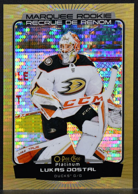 2022-23 O-Pee-Chee Platinum Marquee Rookie Seismic Gold Lukas Dostal 210 RC /50
