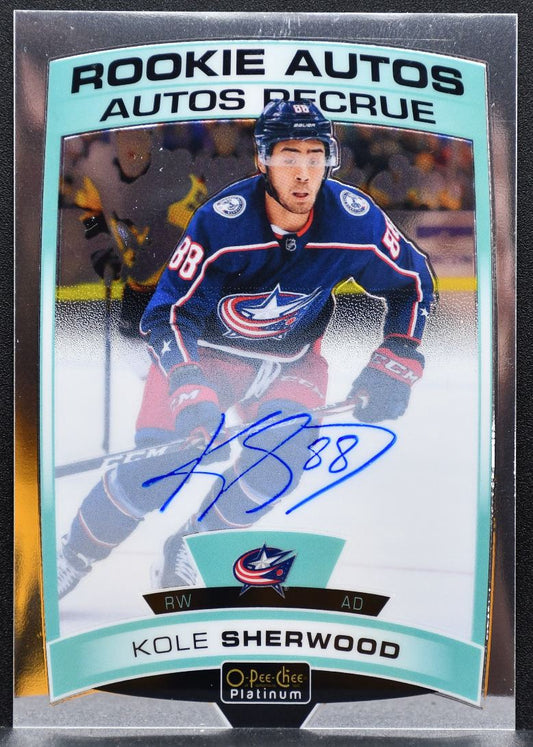 2019-20 O-Pee-Chee Platinum Rookie Autos Kole Sherwood R-SH Jackets RC Auto 9565