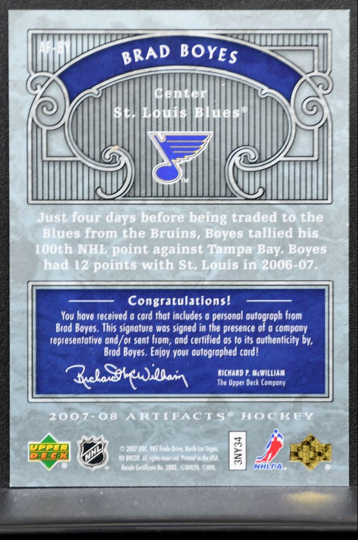 2007-08 UD Artifacts Auto-Facts Brad Boyes AF-BY Auto 7048