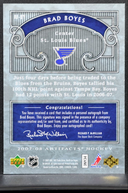 2007-08 UD Artifacts Auto-Facts Brad Boyes AF-BY Auto 7048