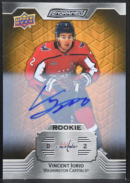 2023-24 UD Engrained RC Autographs Vincent Iorio 118 Washington Capitals RC Auto 6263
