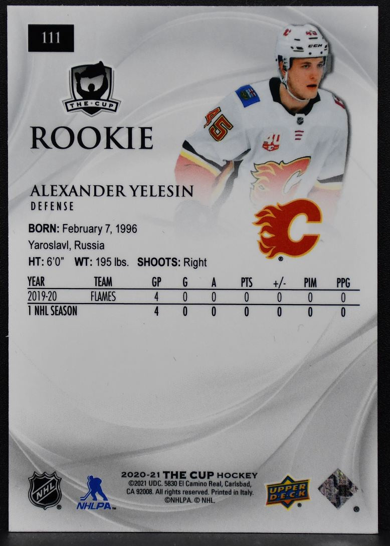 2020-21 UD The Cup Rookie Alexander Yelesin 111 Calgary Flames RC 170 /249 8433