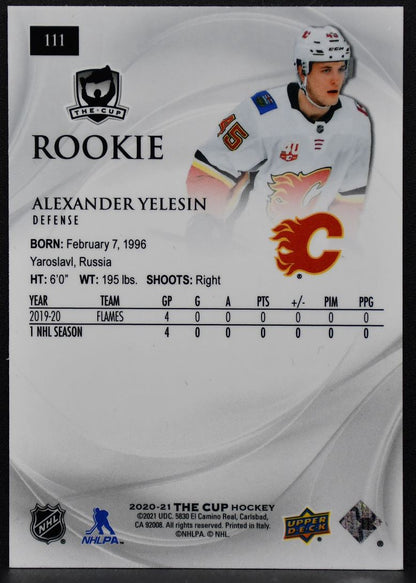 2020-21 UD The Cup Rookie Alexander Yelesin 111 Calgary Flames RC 170 /249 8433