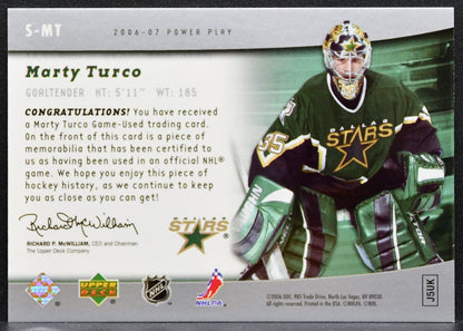2006-07 Upper Deck Power Play The Specialists Marty Turco S-MT Stars Jersey 6456