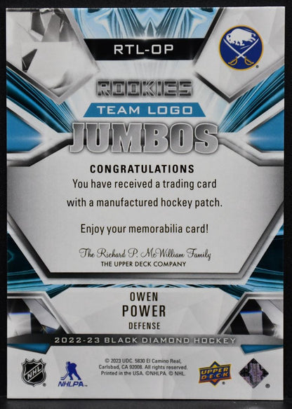 2022-23 Upper Deck Black Diamond Rookie Team Logo Owen Power RTL-OP RC #4
