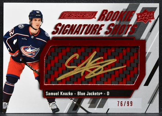 2023-24 UD Engrained Signature Shots Rookie Red Stick Samuel Knazko Auto 3578