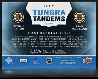2013-14 UD Artifacts Tundra Tandems Blue Dual Jersey Horton/Marchand Jersey 8090