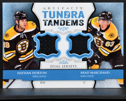2013-14 UD Artifacts Tundra Tandems Blue Dual Jersey Horton/Marchand Jersey 8090