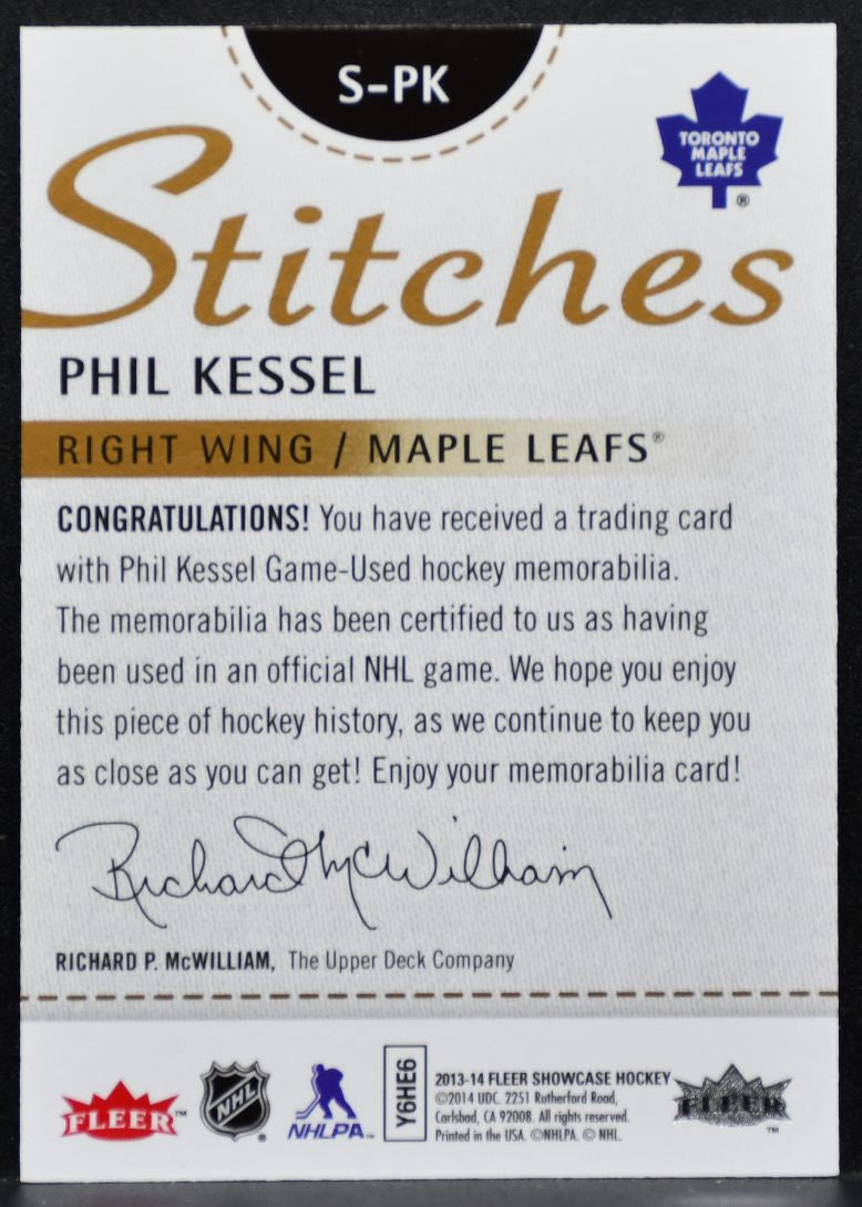 2013-14 Fleer Showcase Stitches Phil Kessel S-PK Toronto Maple Leafs Jersey 7690