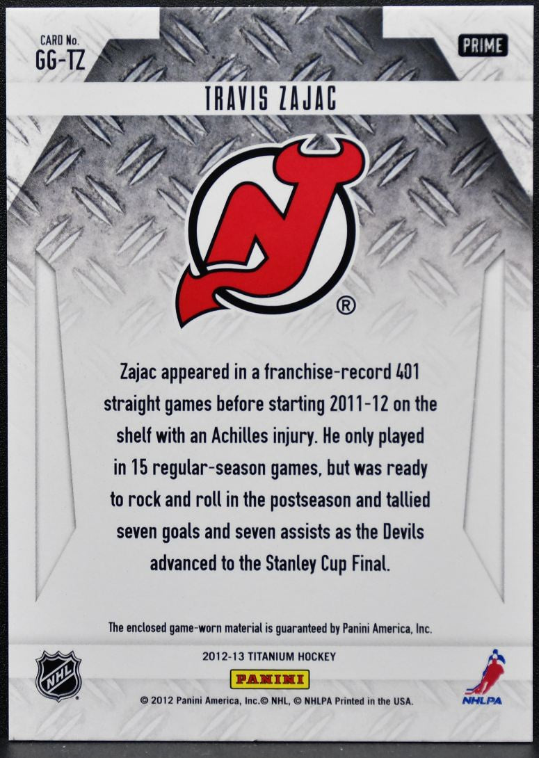 2012-13 Panini Titanium Game-Worn Gear Travis Zajac GG-TZ /50 Patch 2288