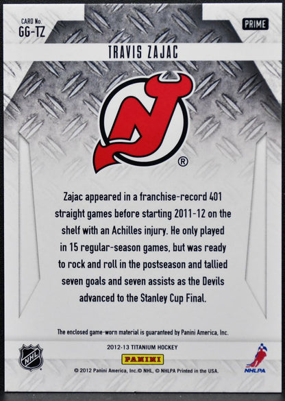2012-13 Panini Titanium Game-Worn Gear Travis Zajac GG-TZ /50 Patch 2288