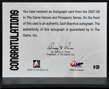 2007-08 ITG Heroes and Prospects Autograph Zach Boychuk AZB Auto 3125