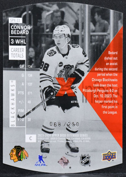 2023-24 UD Extended Series 1997-98 SPx Holoview Retros Red Connor Bedard SPX 250
