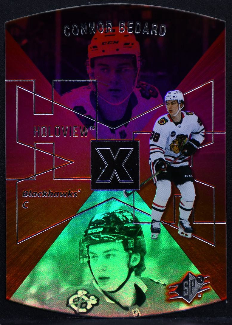 2023-24 UD Extended Series 1997-98 SPx Holoview Retros Red Connor Bedard SPX 250