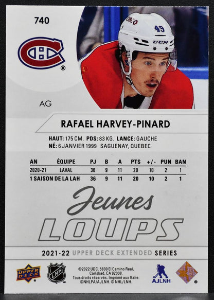 2021-22 UD Extended Series Young Guns Variante Francaise Harvey-Pinard RC 2836