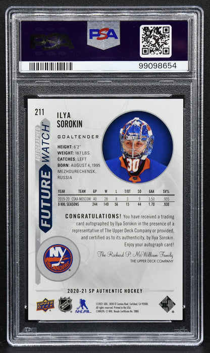 2020-21 SP Authentic Future Watch Auto Ilya Sorokin 211 RC Auto 592/999 2392