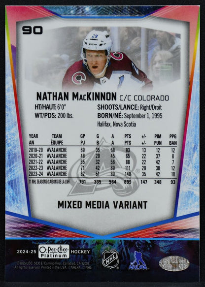 2024-25 OPC Platinum Mixed Media Variant Nathan MacKinnon 90 Avalanche 7020