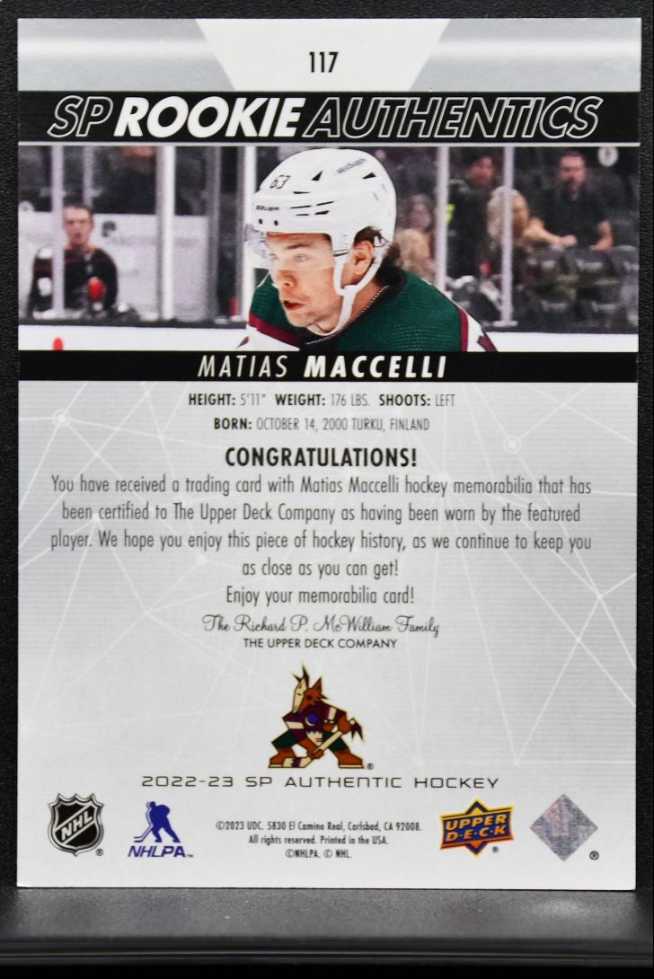 2022-23 SP Authentic Rookie Jersey Matias Maccelli 117 RC Jersey 3842