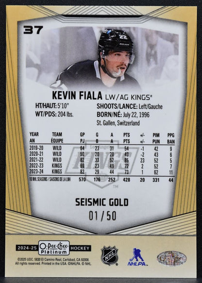 2024-25 O-Pee-Chee Platinum Seismic Gold Kevin Fiala 37 Kings 01/50 9478