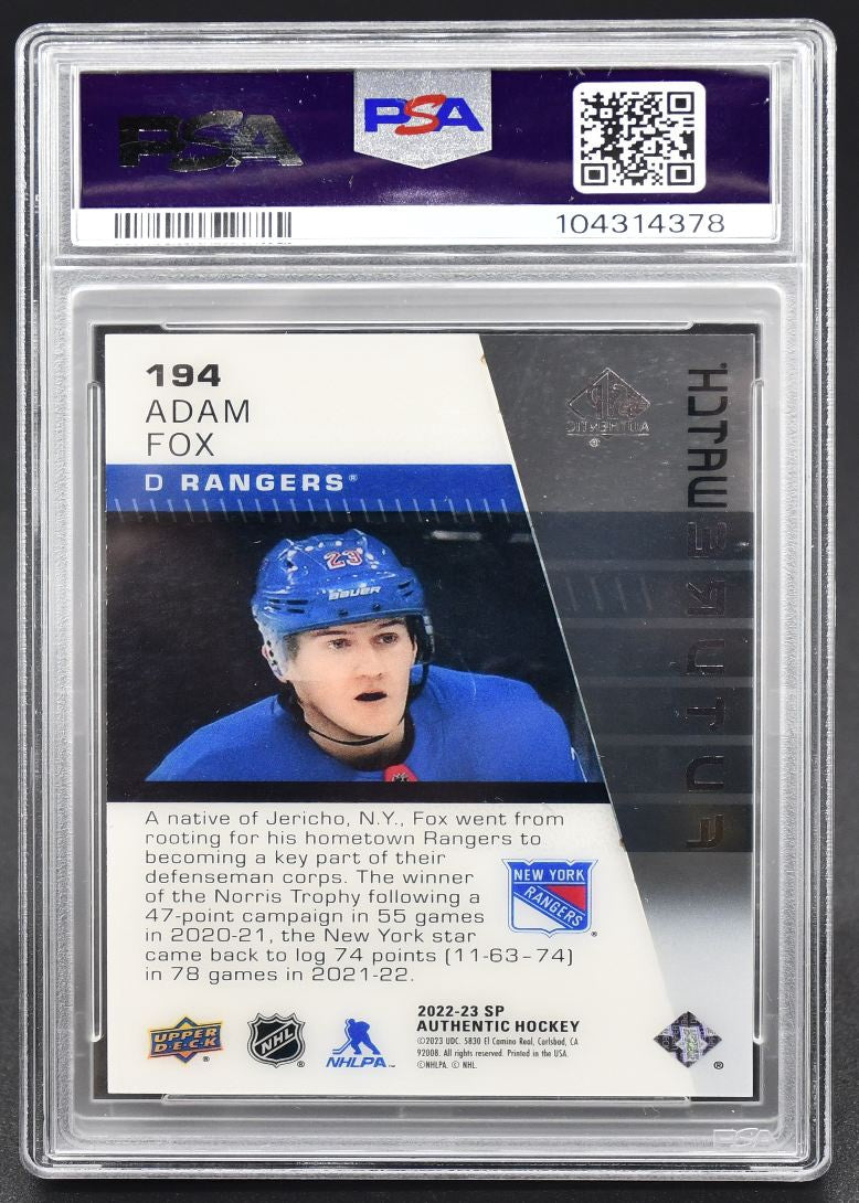 2022-23 SP Authentic Adam Fox 194 New York Rangers RC
