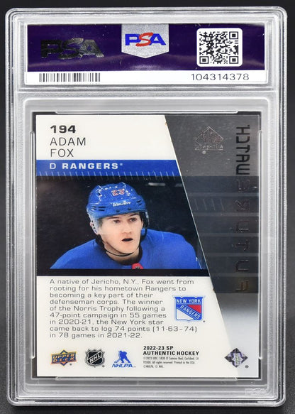 2022-23 SP Authentic Adam Fox 194 New York Rangers RC