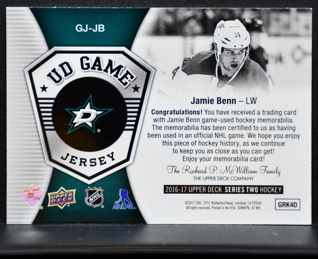 2016-17 Upper Deck Series 2 UD Game Jerseys Jamie Benn Dallas Stars Jersey 6071